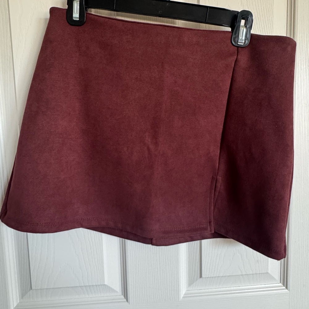 Altar'd State Burgundy Mini Faux Suede Skirt